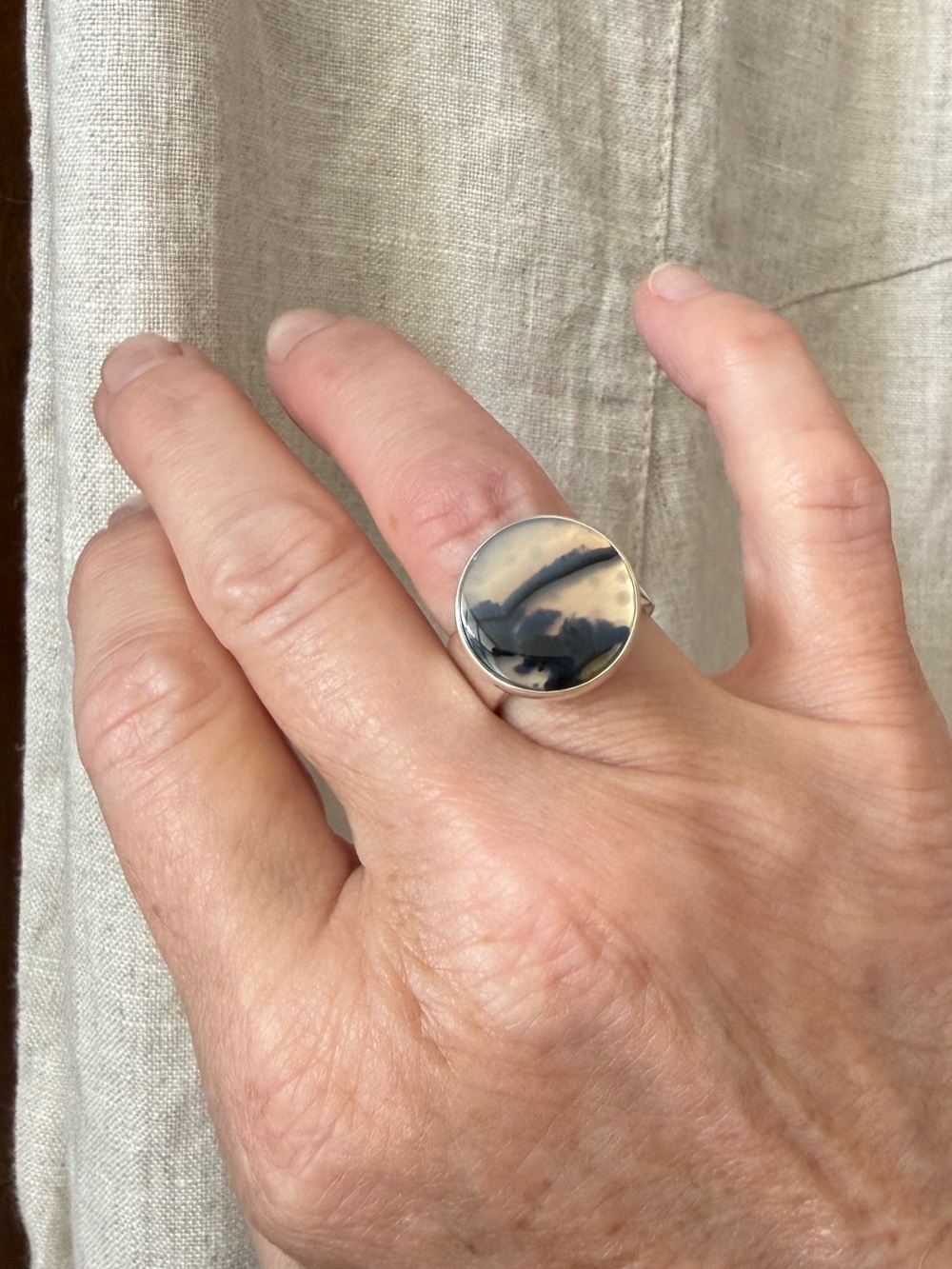 Montana Agate Sterling Silver Ring, US 6.75